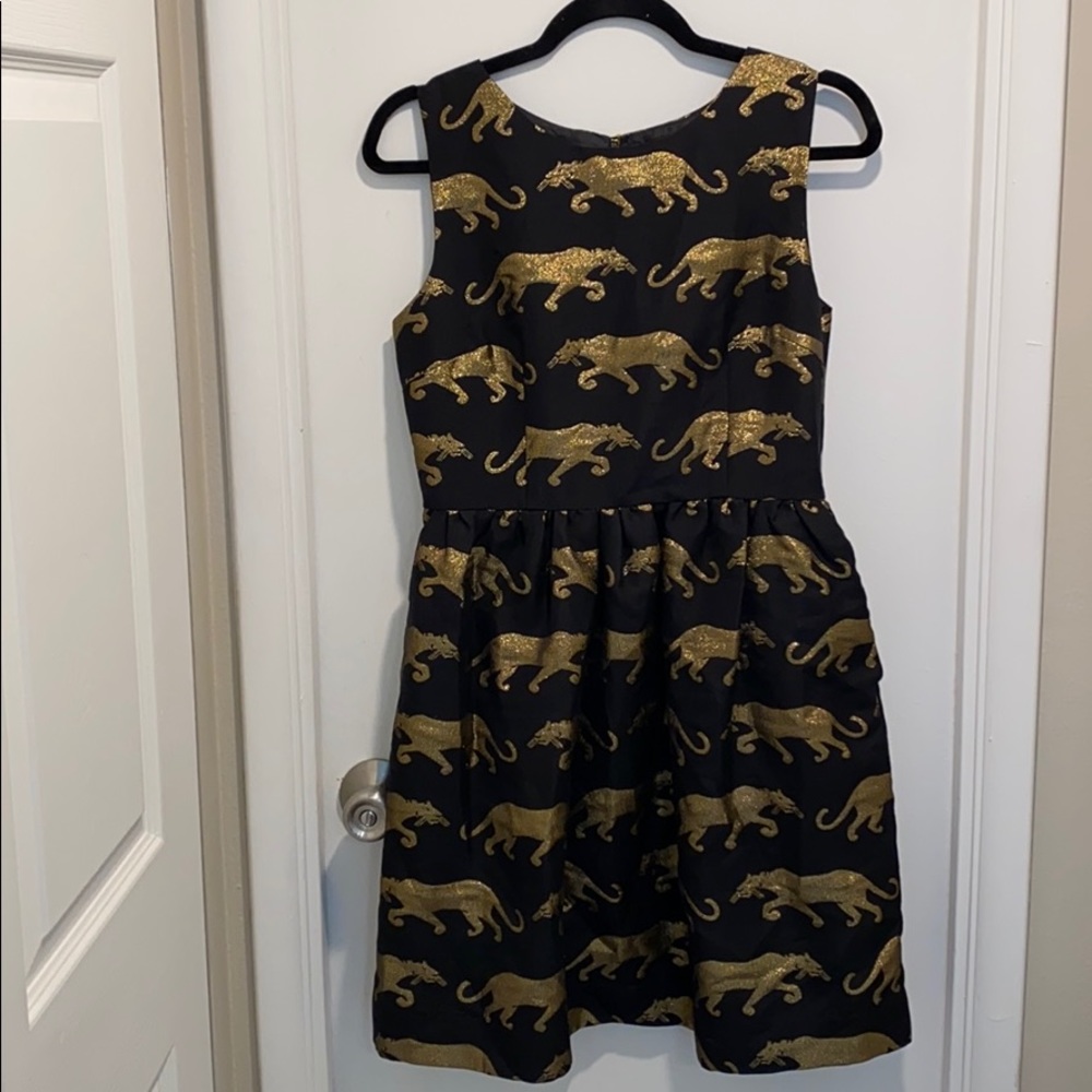 Black Dress with Gold Jaguars